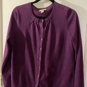 Loft Cardigan Sweater. Beautiful Eggplant Color. 100% Cotton Size Medium